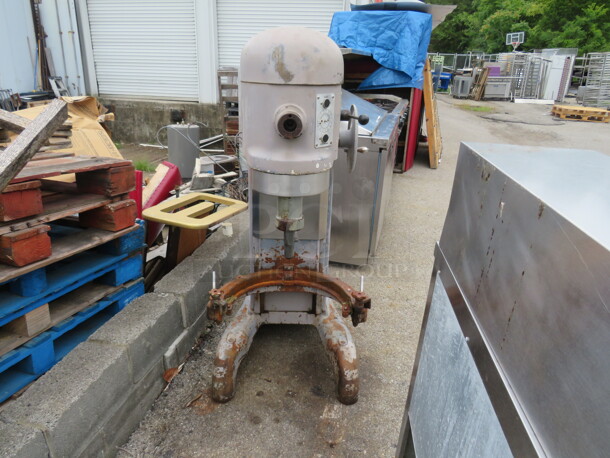 One Hobart 60 Quart Stand Mixer. Model# H600-T. 208 Volt. 3 Phase. Working When Removed. 
