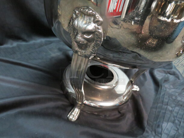 One Vintage Silver 13 Inch Round Chafer With Lid And Lions Head Legs.  - Image 3 of 3