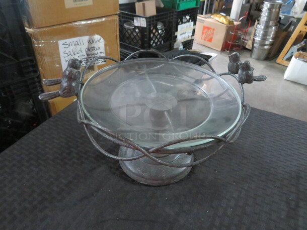 One 13X7 Metal Server With Glass Plate.  - Image 1 of 2