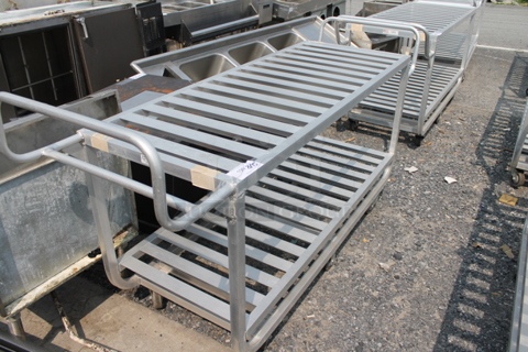 Newage Metal Commercial 2 Tier Cart w/ 2 Push Handle on Commercial Casters.