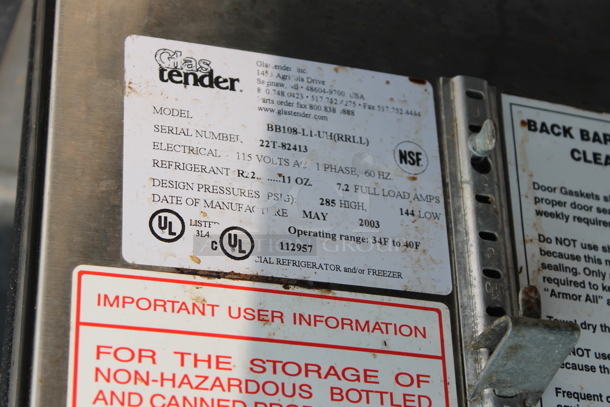 Glastender BB108-L-1-U Metal Commercial 4 Door Back Bar Cooler. Doors Need To Be Reattached. 115 Volts, 1 Phase.  - Image 6 of 10