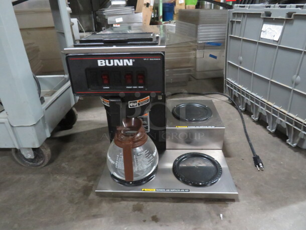One Bunn Coffee Brewer With Filter Basket, 1 Pot And 2 Warmers. Model# VP17-3. 120 Volt. $533.90. - Image 1 of 2