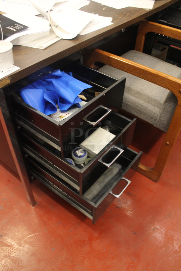 ALL ONE MONEY! Lot of Various Items Including Black Metal 5 Drawer Desk w/ Contents and Chair. BUYER MUST REMOVE. - Image 4 of 6