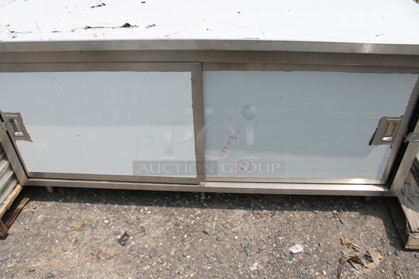 BRAND NEW SCRATCH AND DENT! Stainless Steel Commercial Table w/ Back Splash and 2 Doors.  - Image 2 of 5