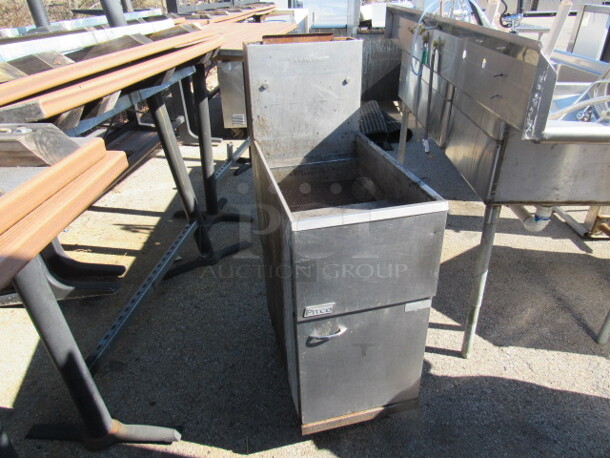 One STainless STeel Pitco Natural Gas Deep Fryer. Model# 35C+S. 15X30X48