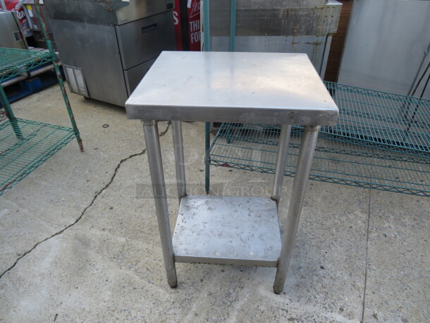 One Stainless Steel Table With Under Shelf. 18X21X35