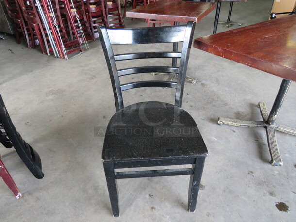 Solid Wooden Chair Painted Black. 4XBID