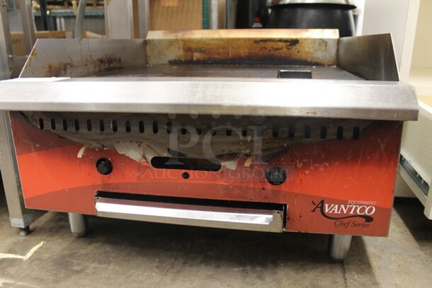 2021 Avantco 177CAG24MG Stainless Steel Commercial Countertop Natural Gas Powered Flat Top Griddle.  - Image 3 of 4