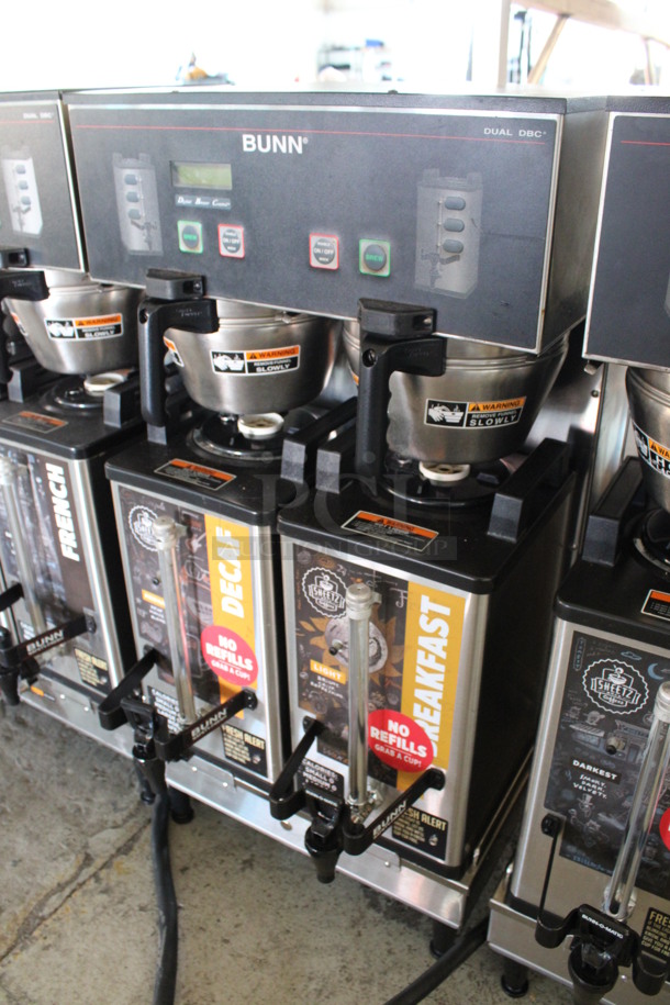 2012 Bunn Model DUAL SH DBC Stainless Steel Commercial Countertop Dual Coffee Machine w/ 2 Stainless Steel Brew Baskets and 2 Bunn Model SH SERVER Satellite Servers. 120/208-240 Volts, 1 Phase. 18x24x36. Tested and Working! - Image 3 of 6