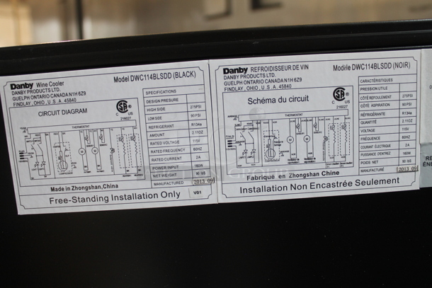 BRAND NEW SCRATCH AND DENT! Danby DWC114BLSDD Stainless Steel Commercial 38 Bottle Capacity Wine Chiller Cooler Merchandiser. 115 Volts, 1 Phase. Tested and Working! - Image 9 of 9