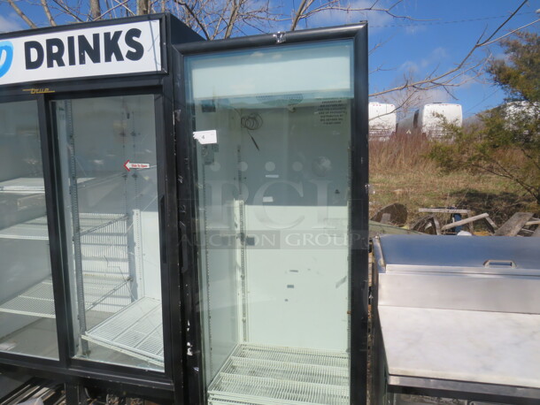One Imbera Glass Door Cooler With 5 Racks. Bottom Panel Gone. 115 Volt. Model# G319. 30X26X79