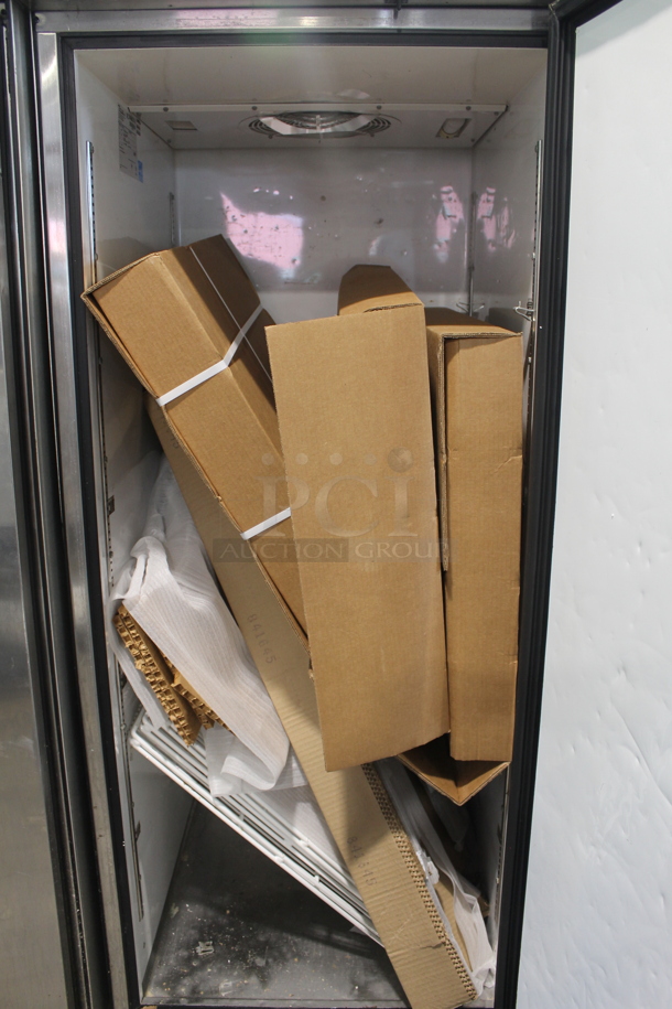 2015 True TG1R-1S ENERGY STAR Stainless Steel Commercial Single Door Reach In Cooler w/ Poly Coated Racks on Commercial Casters. 115 Volts, 1 Phase. Tested and Working! - Image 6 of 10