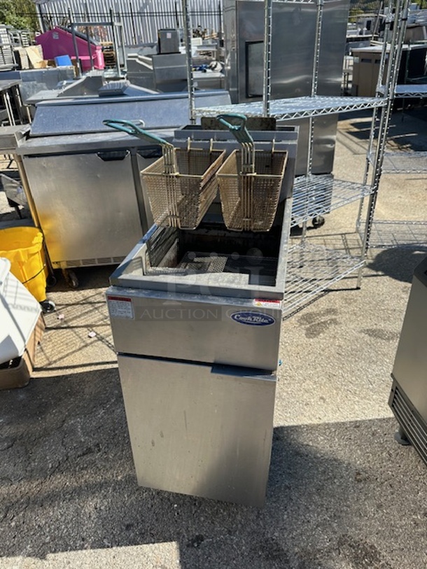 One WORKING Cook Rite Natural Gas Deep Fryer With 2 Baskets. Model# ATFS-40. 15.5X32X44. $1068.00. - Image 1 of 2