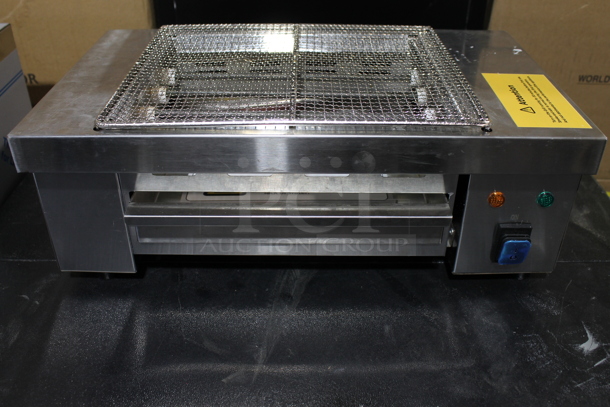 BRAND NEW SCRATCH AND DENT! 2023 Hoocoo IBG-18 Stainless Steel Commercial Countertop Electric Powered Barbecue BBQ Grill. 110 Volts, 1 Phase. Tested and Working!