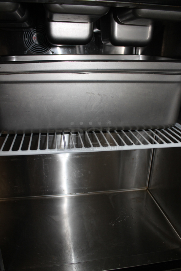 2018 Atosa ASP48-18 Stainless Steel Commercial Sandwich Salad Prep Table Bain Marie Mega Top w/ Stainless Steel Drop In Bins and 2 Tier Over Shelf on Commercial Casters. 115 Volts, 1 Phase. Tested and Working! - Image 7 of 9