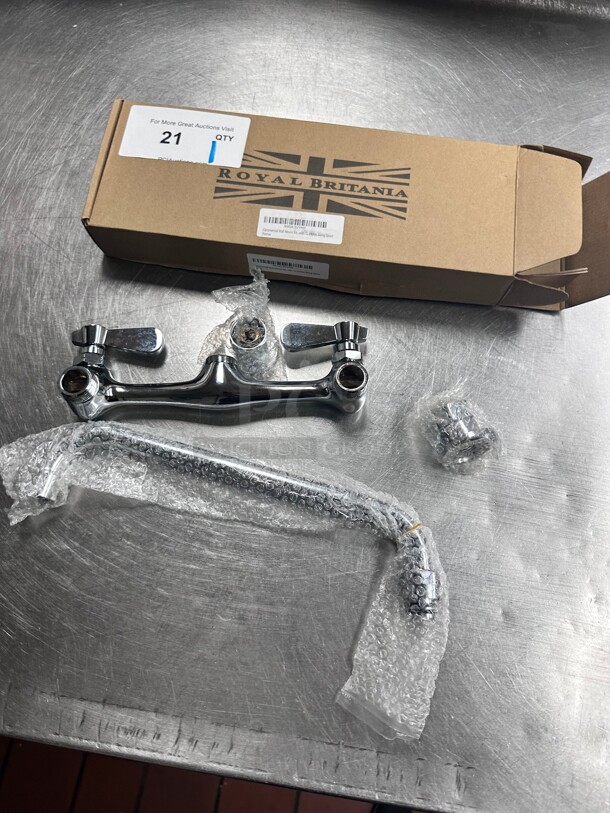 New! Royal Britania Commercial 12 inch Wall Mounted Swing Spout Swivel Faucet with 8 inch Centers - Image 8 of 10