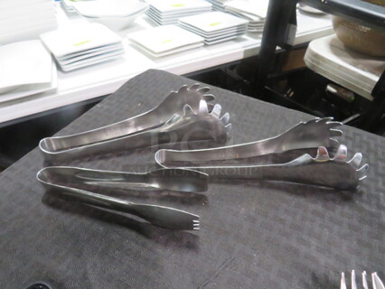 Assorted Stainless Steel Tongs. 3XBID