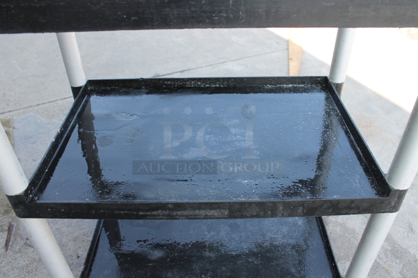 Qualite Black and Gray Poly 3 Tier Cart w/ Push Handles on Commercial Casters. - Image 3 of 7