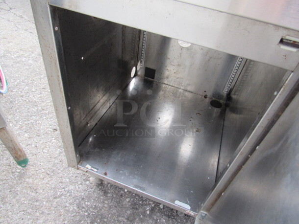 One Stainless Steel PERLICK 3 Well Bar Sink With Faucet, Back Splash, And R/L Drain Table With Under Storage. 84X24X36 - Image 3 of 3