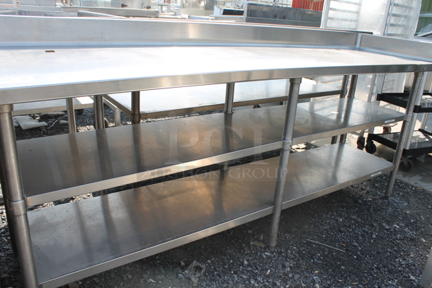 Stainless Steel Commercial Table w/ Back Splash and 2 Under Shelves. - Image 4 of 7