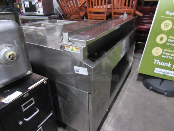 One Stainless Steel Randell Cold Pan With Under Storage, On Casters. Model# 11360PR-290. 115 Volt. 60X38X37 - Image 3 of 3