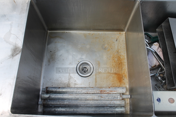 Stainless Steel Commercial 3 Bay Sink w/ Left Side Drain Board. No Legs. Bays 23x23. Drain Board 22x26.  - Image 5 of 11