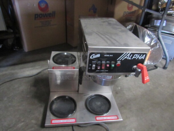 One Curtis Coffee Brewer With Filter Basket And Dual Warmers. Model# Alpha IIIS. 120 Volt.  15.5X20X17
