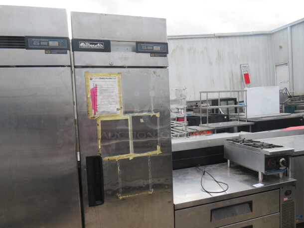 One SS Blue Air 1 Door Refrigerator With 3 Racks On Casters. Model# BSR23T. 115 Volt. 27X31X81.5 - Image 1 of 2