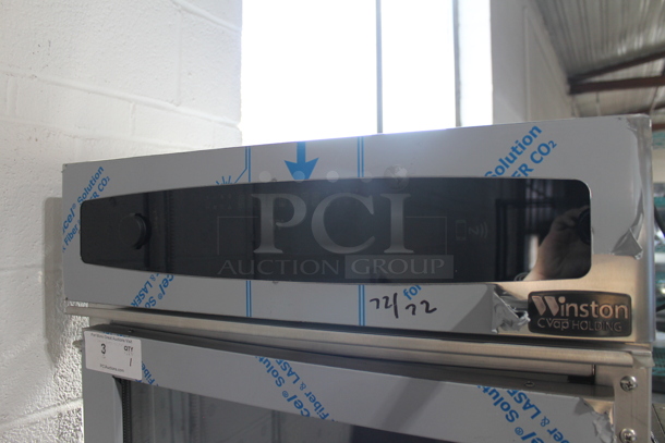 BRAND NEW SCRATCH AND DENT! 2023 Winston HOV5-14UV Stainless Steel Commercial Electric Powered Full Height Insulated 2 Half Size Door Mobile Heated Cabinet. 120 Volts, 1 Phase. Tested and Working! - Image 8 of 8