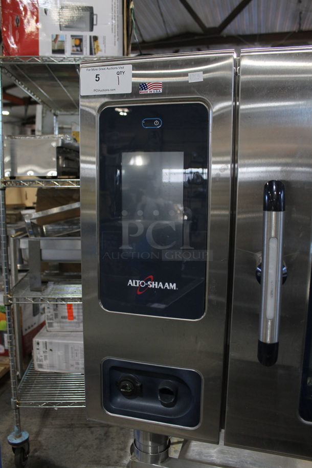 2019 Alto Shaam CTP6-10EVH Stainless Steel Commercial Electric Powered Convection Oven w/ View Through Door on Metal Equipment Stand w/ Commercial Casters. 208-240 Volts, 3 Phase.  - Image 4 of 6