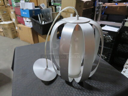 One Aluminum 1 Bulb Pendant Light Fixture. 10X12