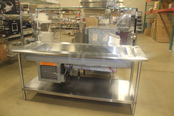 NEW! Eagle Group Custom Stainless Steel Cold Well With Clear Plastic Backsplash And Overshelf. 72x30x57.5. 120V/60Hz. 