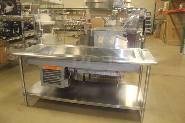 NEW! Eagle Group Custom Stainless Steel Cold Well With Clear Plastic Backsplash And Overshelf. 72x30x57.5. 120V/60Hz.  - Image 1 of 7