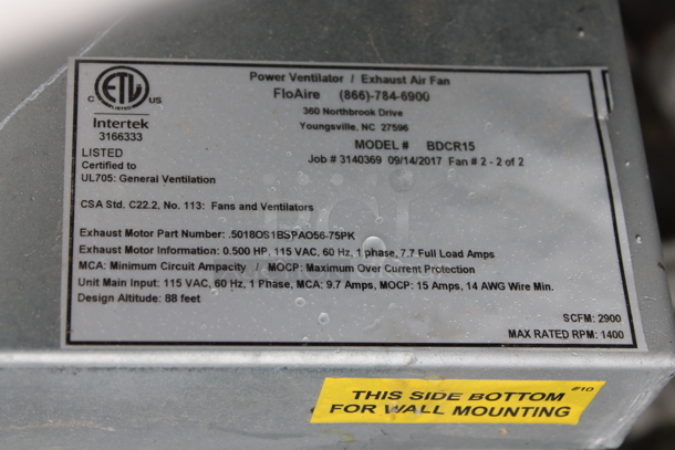 CaptiveAire BDCR15 Metal Commercial Rooftop Mushroom Exhaust Fan. 115 Volts, 1 Phase.  - Image 5 of 5