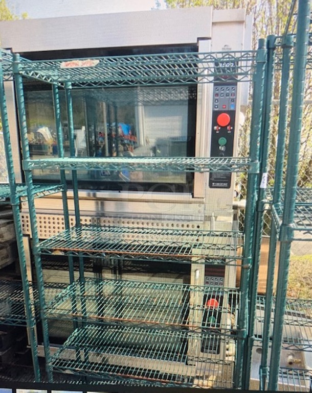 One Green Coated Metro Shelf With 6 Shelves. 36X21X75 - Image 1 of 1