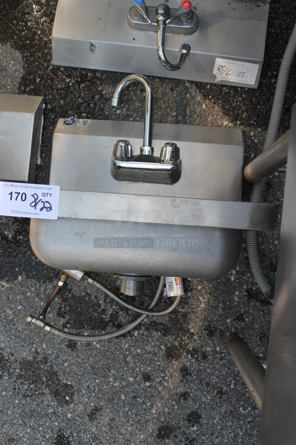 Stainless Steel Commercial Single Bay Wall Mount Sink w/ Faucet and Handles - Image 1 of 2