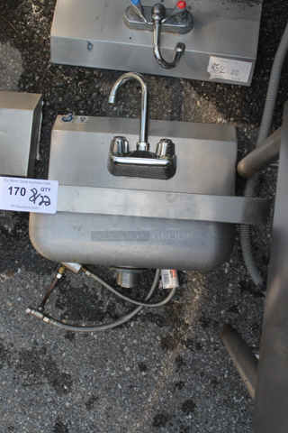 Stainless Steel Commercial Single Bay Wall Mount Sink w/ Faucet and Handles