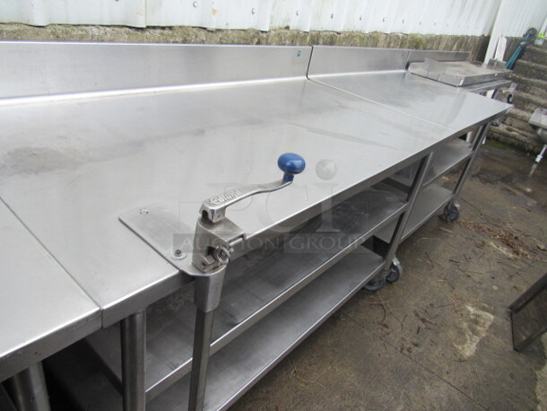 One Stainless Steel Table With 2 Stainless Under Shelves, And A 10lb Can Opener On Casters. 60X32X40 - Image 4 of 4