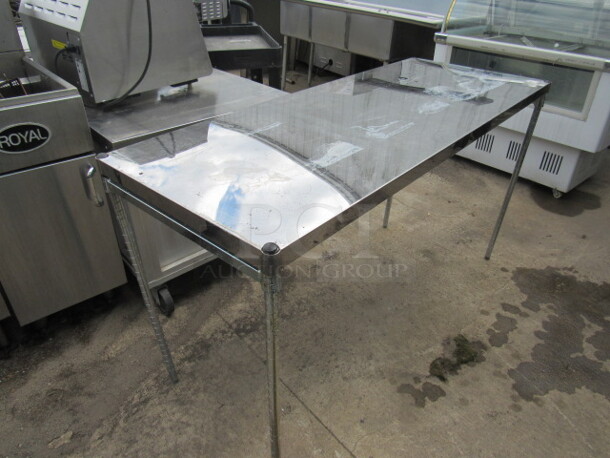 One Metal Table With 4 Legs. 60X24X33