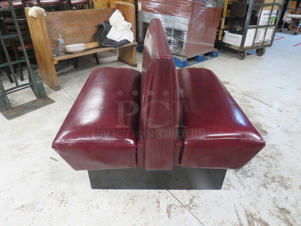 One Burgundy Double Sided Cushioned Booth. 44X46X36 - Image 1 of 1