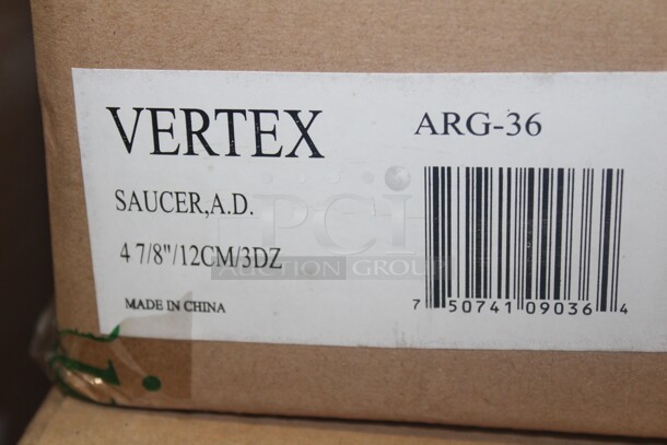 NEW IN BOX! 2 Boxes (36 Count Each) Vertex 4 7/8" Saucers. 72X Your Bid!  - Image 2 of 2