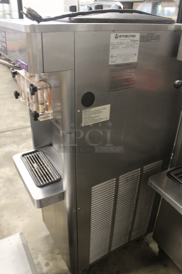 2011 Stoelting F231-18I2-OT2 Stainless Steel Commercial Floor Style Water Cooled 2 Flavor w/ Twist Soft Serve Ice Cream Machine on Commercial Casters. 208-240 Volts, 1 Phase.  - Image 3 of 6