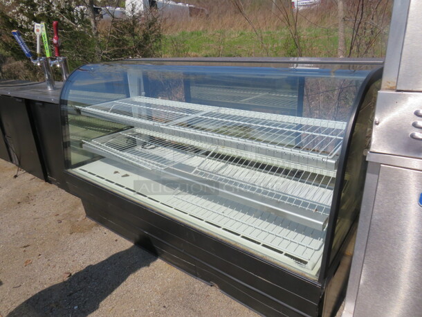 One Federal Curved Glass Refrigerated Display Case With 2 Shelves, And 4 Racks.  Model# CCGR7748. 77X33X48