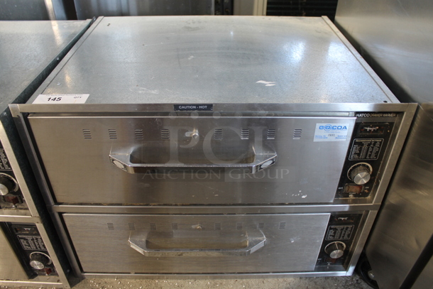 Hatco Stainless Steel Commercial Countertop 2 Drawer Electric Powered Warming Drawer. Cannot Test Due To Plug Style