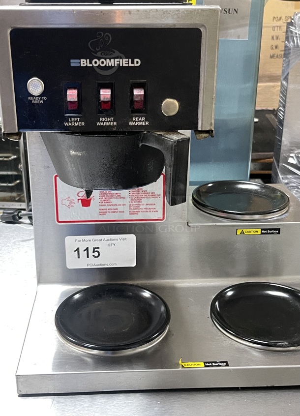 Bloomfield 8571-D3 Koffee King 3 Warmer Right Stepped Pourover Coffee Brewer, 120V; 1800W Tested and Working! - Image 2 of 6