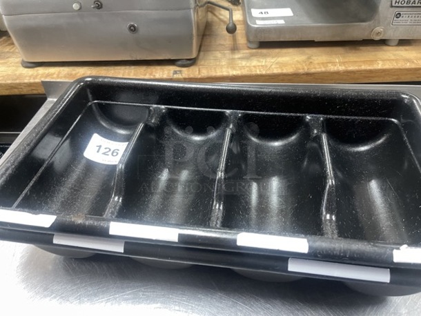 Choice Black 4-Compartment Plastic Cutlery Box / Flatware Bin with Handles - Image 2 of 7