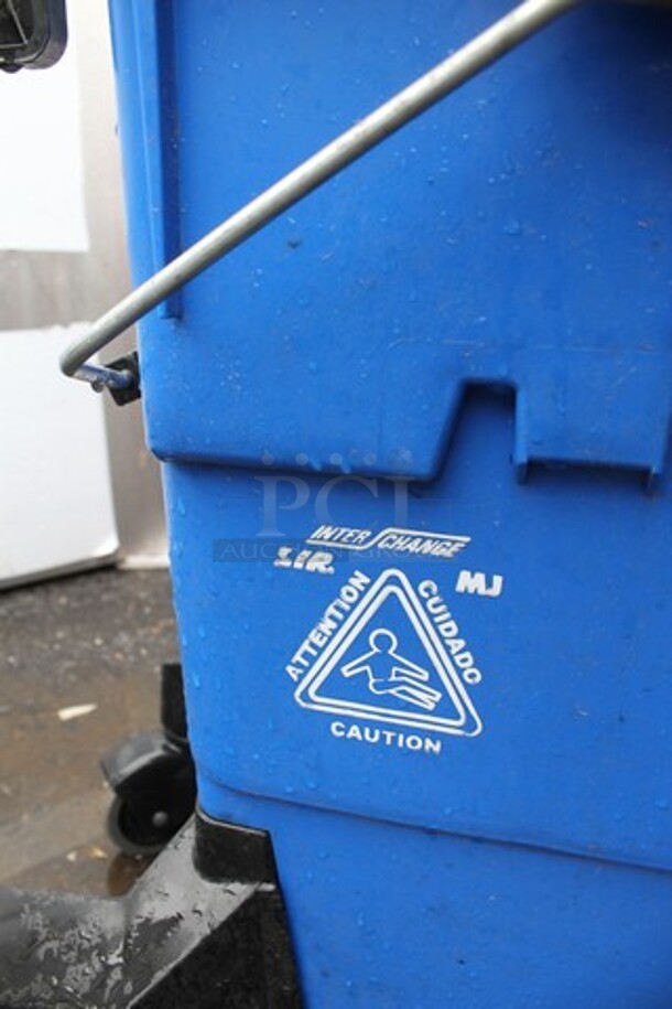 Blue Poly Mop Bucket w/ Wringing Attachment on Commercial Casters.  - Image 3 of 3