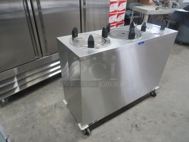 One Seco Stainless Steel 3 Well Plate Transport With 3-10 Inch Spring Loaded Plate Holders. Model# P7101 ME3. 47X17X41 - Image 2 of 5