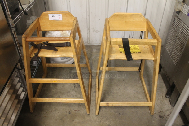 2 Wooden High Chairs. 2 Times Your Bid! 