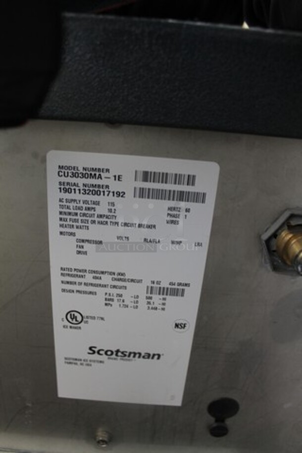 2019 Scotsman CU3030MA-1E Stainless Steel Commercial Self Contained Undercounter Ice Machine. 115 Volts, 1 Phase. - Image 3 of 3